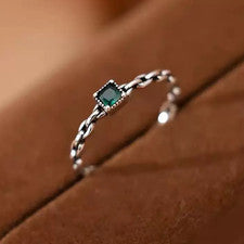 Anillo ajustable de plata esterlina 925 cristal moda mujeres niñas joyería regalo