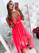 Sexy Vestido de Gasa para Mujer Fashion4you, Espalda Larga Baja M/L/XL Damas