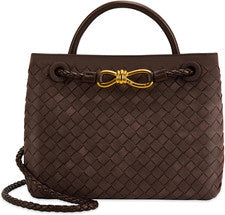 Elegante bolso de mano de cuero tejido - Bolso de hombro de diseñador para mujer