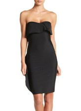 Vestido ajustado con volantes sin tirantes Wow Couture para mujer talla Grande 152698