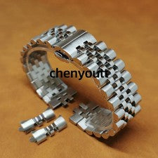 Pulsera de metal de extremo curvo Jubilee de 12 mm-24 mm correa de reloj de acero inoxidable unisex