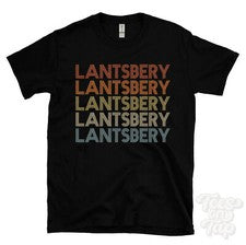 CAMISETA LANTSBERY ESTILO RETRO REPETIDO Hombre y Mujer Novedad Genial Nombre Regalo
