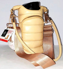 *Elegante Crema* Bandolera acolchada y asa trenzada, bolsillo con cremallera Nuevo con etiquetas Unisex Hidro