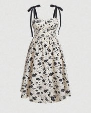 Mujer Talla 12 Grande Bohemio Boho Chic Blanco/Negro Sol Tanque Vestido Cóctel Nuevo con Etiquetas