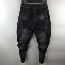 Moda Para hombres Pantalones de mezclilla ajustados con cordón Pantalones harén sueltos Punk Retro Pantalón