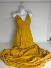 Maxi Vestido Para Mujer Moda en la Tierra Niveles Mostaza Grande
