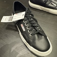 Entrenador Superga Classic 2750 Unisex Cuero Negro con Cordones UK9 PLS ¡LEER!