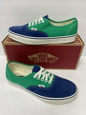 VANS M 10 Auténticos Zapatos de Skate Azul Marino Gamuza Verde Lona ¡Nuevos en Caja!