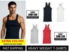 *Camisa sin mangas G-Unit para hombre camisa muscular de peso pesado corte cuadrado (paquete de 6) [JOHN SON]