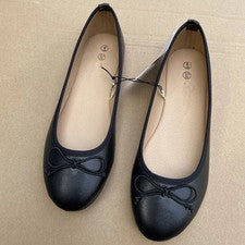 Elegante mocasines de cuero sin cordones cómodos con puntera redonda con moño para mujer