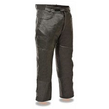 Pantalones Shaf, SH-1150 de cuero estilo jean con bolsillo para hombre, negros