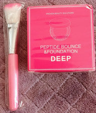 Base Cojín Peptide Bounce Profundo + Cepillo de Maquillaje Belleza Paquete Nuevo
