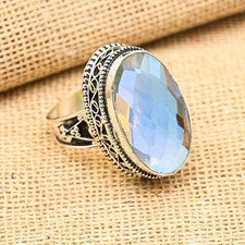 Anillo de plata de ley 925 hecho a mano con piedras preciosas de topacio místico joyería