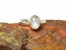 ANILLO de piedras preciosas ovalado de plata esterlina 925 de piedra lunar
