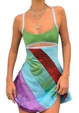 Vestido vaina semi transparente estampado vintage para mujer años 2004 moda ceñido al cuerpo mini sin cordones...