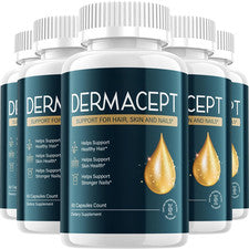 (Paquete de 5) Cápsulas Dermacept - Derma Cept Mezcla Natural Píldoras Saludables para el Cuidado de la Piel