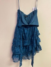 Vestido corto halter de cóctel City Studio para mujer sin mangas verde azulado talla S V9
