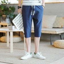 Pantalones Cortos de Playa Para Hombre Lino Algodón Informales Medio Pantalones Verano Moda Nuevos