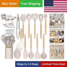 Juego de utensilios de cocina, 33 piezas utensilios de cocina de silicona antiadherentes...