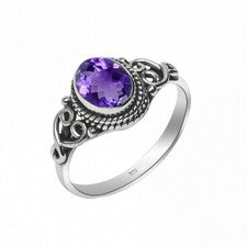 Anillo de amatista para mujer de plata de ley 925 hecho a mano anillo de joyería todas las tallas SR697