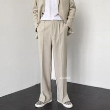 Hombres Pantalones Rectos Informales Verano Nuevo Estilo Coreano Personalidad Abertura Pierna Ancha