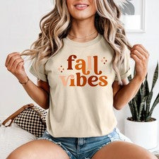 Camiseta Fall Vibes Mujer Otoño Moda Regalo Cumpleaños Para Ella