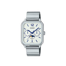 Casio MTP-M305D-7A fase lunar de acero inoxidable esfera plateada reloj...
