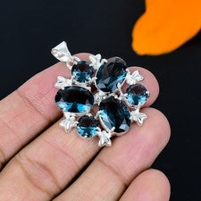 Colgante de joyería de plata esterlina 925 hecho a mano de piedras...