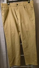 Pantalones rectos para hombre Copper & Oak 38x32 5 bolsillos marrón caqui nuevos con etiquetas
