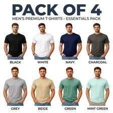 Paquete de 4 camisetas informales de verano de manga corta con cuello redondo de algodón para hombre S-XXL