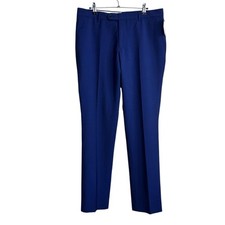 Pantalones de vestir PAOLONI para hombre 34x32 pantalones azul lana pierna recta NUEVO