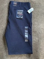 NUEVO CON ETIQUETAS PANTALÓN DE CUBIERTA NÁUTICA ELÁSTICO 36 X 32 AZUL MARINO VERDADERO VENTA AL POR MENOR $65