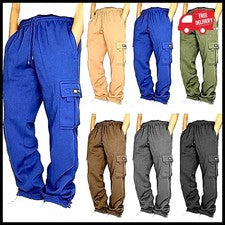 Otoño Invierno Moda Para hombres Informales Deportes Pantalones Color Sólido Multi-Bolsillo...