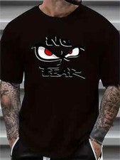 Camiseta Para Hombre "NO FEAR" Estampado Gráfico, 100% Algodón Informal Estilo Callejero Manga Corta