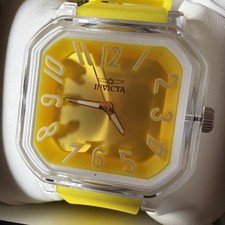 Reloj de cuarzo Invicta 70320 para mujer caja transparente amarilla 39 mm caja nueva y papeles