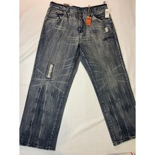 Pantalones de mezclilla LRG para hombre 40 azules NUEVO piedra chorro de arena desgastado pierna recta HS-5061008U