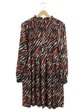 Vestido casual mujer Sublevel talla 40 L multicolor cebra estampado animal manga larga