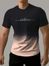 Camiseta cuello redondo estampado degradado hombre tela suave manga corta cómoda