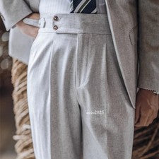 Pantalones informales estilo occidental para hombre pierna recta cintura alta traje de negocios pantalones