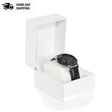 Moderna caja de regalo de reloj blanca con cojín suave - perfecta para regalos navideños