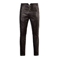 Pantalones ajustados estilo Jim Morrison marrón profundo piel de cordero Rockstar de cuero real para hombre