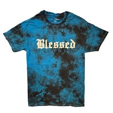 Camiseta para mujer Blessed talla regular y grande azul tie dye estampado gráfico nueva con etiquetas