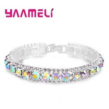 Top Venta Pulsera Color Plata Esterlina 925 Completo AAA Circón Cristal Austríaco