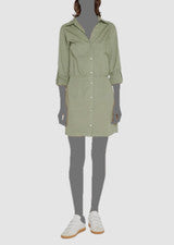 Vestido camisero Monrow de manga larga de popelina verde XS para mujer $230