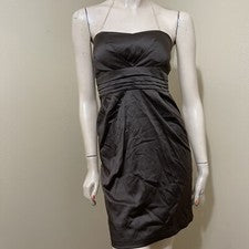 Vestido para mujer marrón algodón cóctel fiesta elástico ajustado plisado cremallera talla S