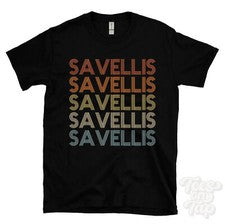 CAMISETA SAVELLIS ESTILO RETRO REPETIDO Hombre y Mujer Novedad Genial Nombre Regalo
