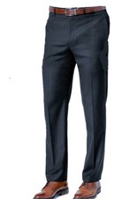 Pantalones de vestir LAUREN RALPH LAUREN para hombre azul marino 45W X 37L sin dobladillo frente plano nuevos con etique