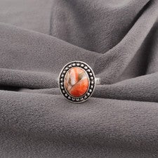 Anillo fino de plata esterlina 925 natural naranja cobre turquesa banda esposa joyería