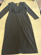 Vestido Alexia Admor Mujer’s L Negro Cintura Alta Manga Larga Forrado Favorecedor