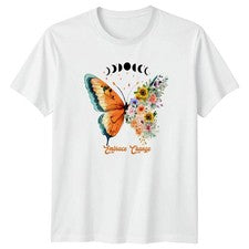 Camiseta Embrace Change Mujer Mariposa Floral Fase Lunar